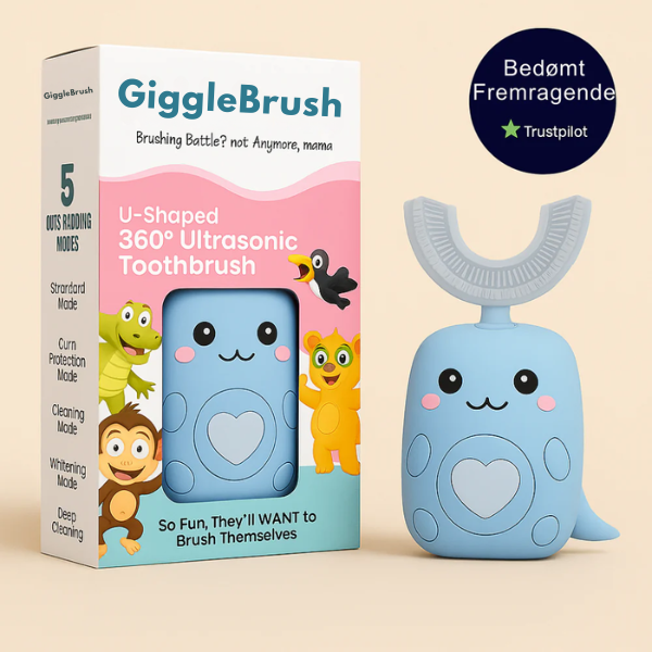GiggleBrush™ | U-formet 360° ultrasonisk tandbørste til børn – gør tandbørstning sjovt, nemt og effektivt