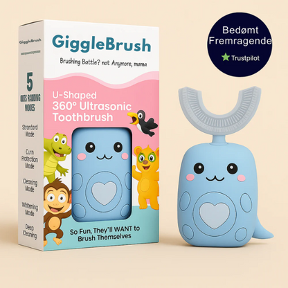 GiggleBrush™ | U-formet 360° ultrasonisk tandbørste til børn – gør tandbørstning sjovt, nemt og effektivt